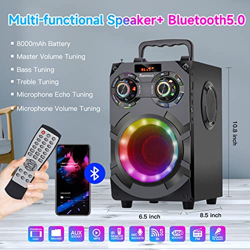 Powerful Bluetooth Speaker with Subwoofer and Colorful Lights