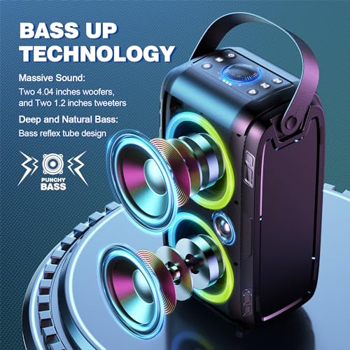 Powerful 80W Bluetooth Speaker - LED Lights, 24H Playtime