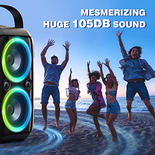 Powerful 80W Bluetooth Speaker - LED Lights, 24H Playtime