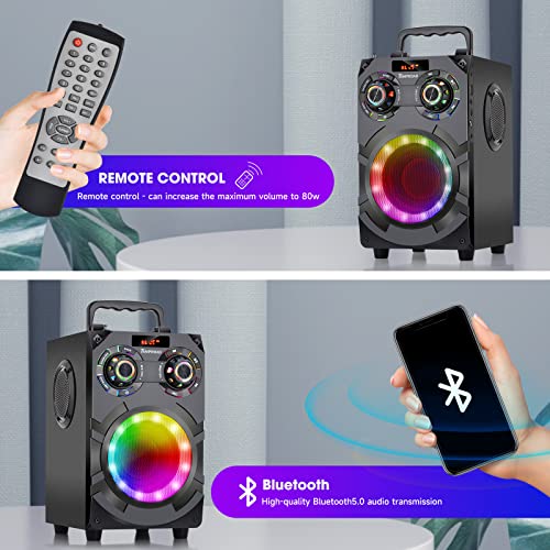 Powerful Bluetooth Speaker with Subwoofer and Colorful Lights