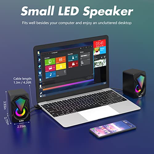 RGB LED Gaming Speakers for PC, Laptop, Cellphone, Monitor