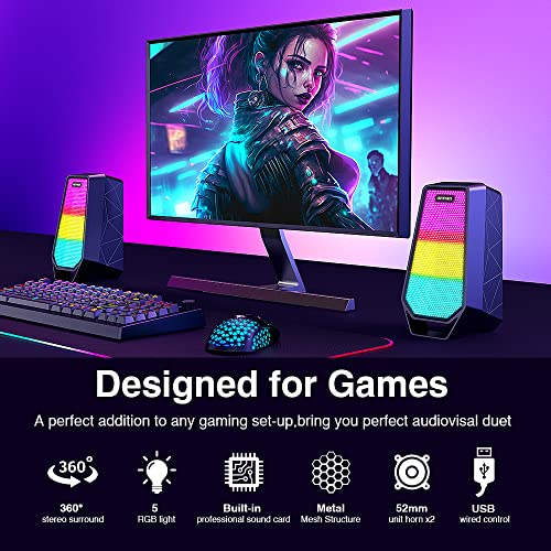 Bluetooth Gaming Speaker with RGB Lighting for PC
