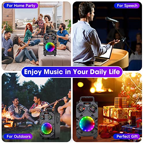 Powerful Bluetooth Speaker with Subwoofer and Colorful Lights