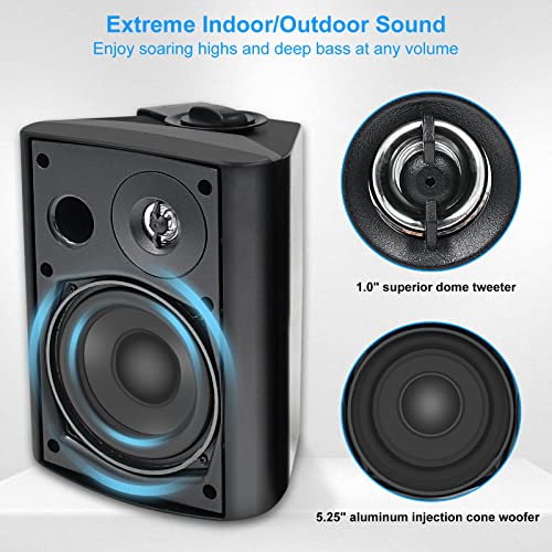 Herdio Outdoor Bluetooth Speakers - 5.25" 200W, Wall Mount