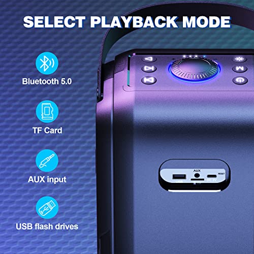 Powerful 80W Bluetooth Speaker - LED Lights, 24H Playtime