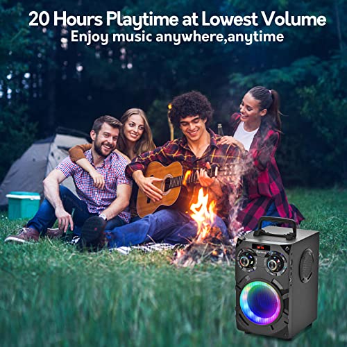 Powerful Bluetooth Speaker with Subwoofer and Colorful Lights