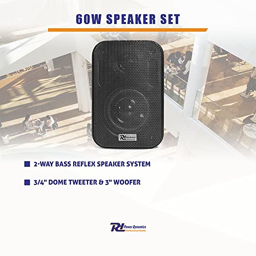 Weatherproof Wall Speakers - Black, Outdoor, 3 Inch