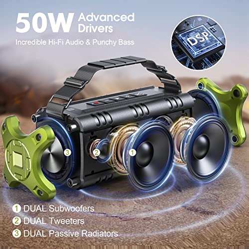 W-KING Bluetooth Speakers, 50W Portable Outdoor Speaker