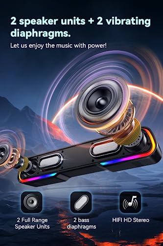 Gaming RGB Bluetooth Speakers for Desktop - Compact