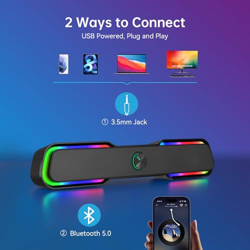 Bazivve Bluetooth PC Gaming Speakers, USB Powered