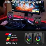 NJSJ RGB Gaming Desktop Speakers, 2.0 Wired