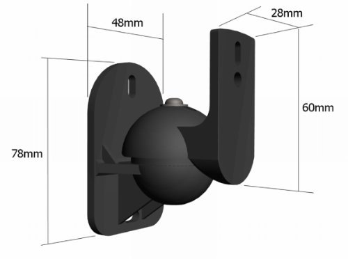 Black Universal Speaker Wall Brackets Mounts 5 pcs