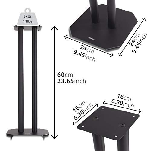 Duronic SPS1022-60 Speaker Stand Pair - Improved Audio Quality - Black
