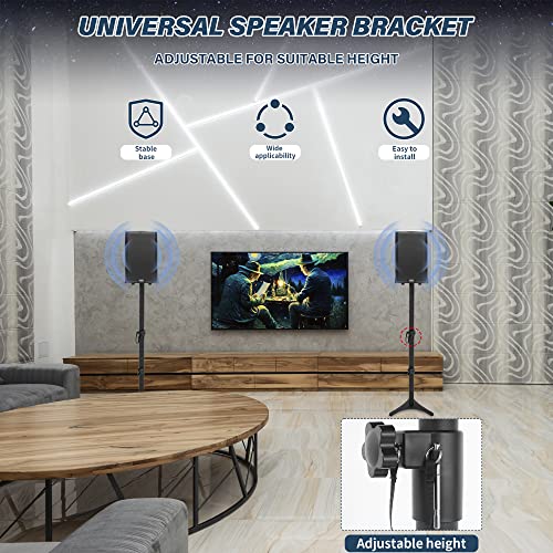 Adjustable Height Speaker Stands, 1 Pair Black