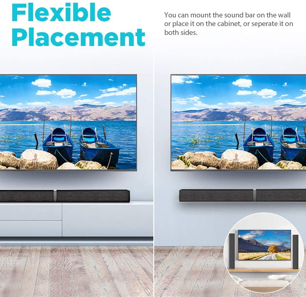 Wireless TV Soundbar with 3D Surround Sound