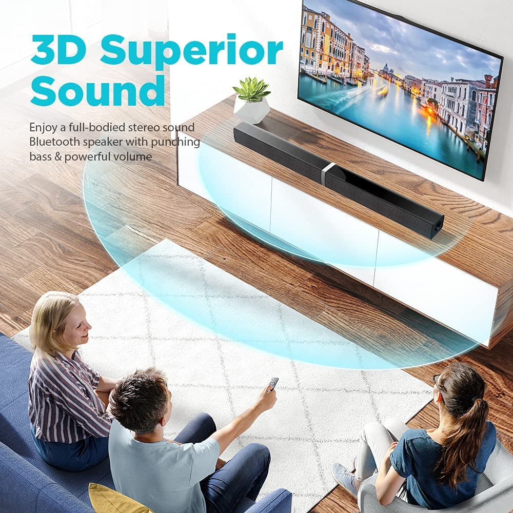Wireless TV Soundbar with 3D Surround Sound
