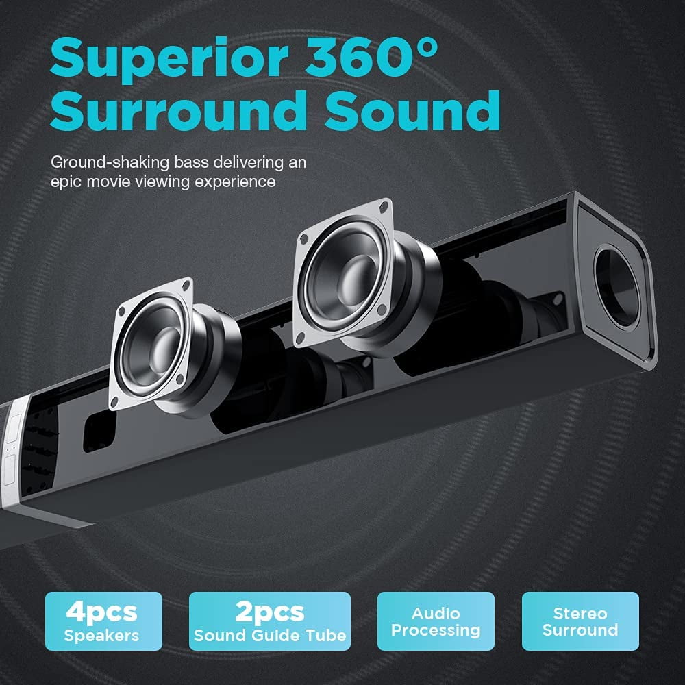 Wireless TV Soundbar with 3D Surround Sound