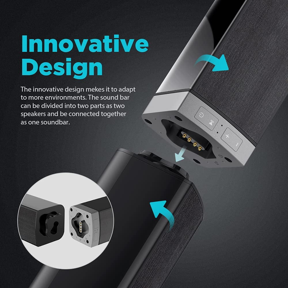 Wireless TV Soundbar with 3D Surround Sound