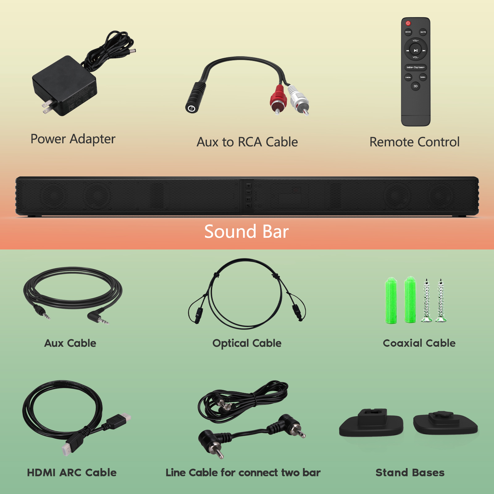 DR.J Soundbar with Subwoofer for TV