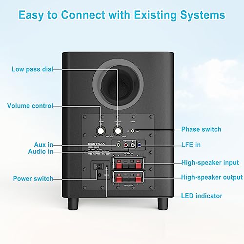 Compact Down-Firing Subwoofer for Home Theater - Black