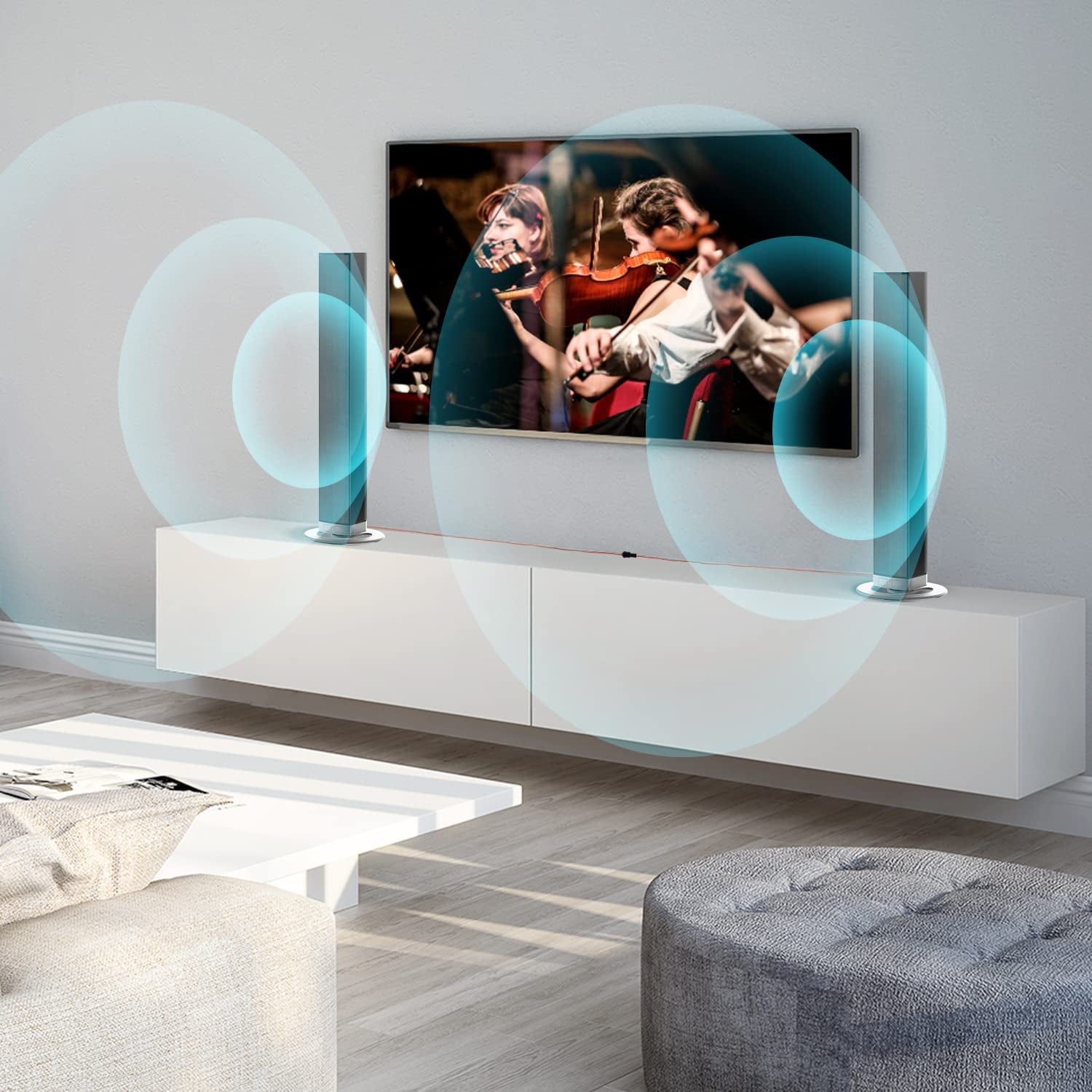 Wireless TV Soundbar with 3D Surround Sound