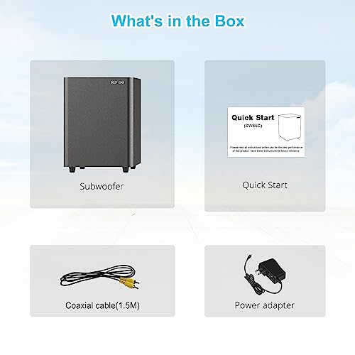 Compact Down-Firing Subwoofer for Home Theater - Black