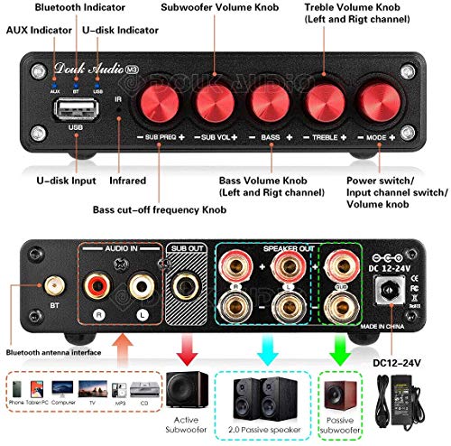 Bluetooth Hifi Integrated Amplifier for Passive Speakers/Subwoofer