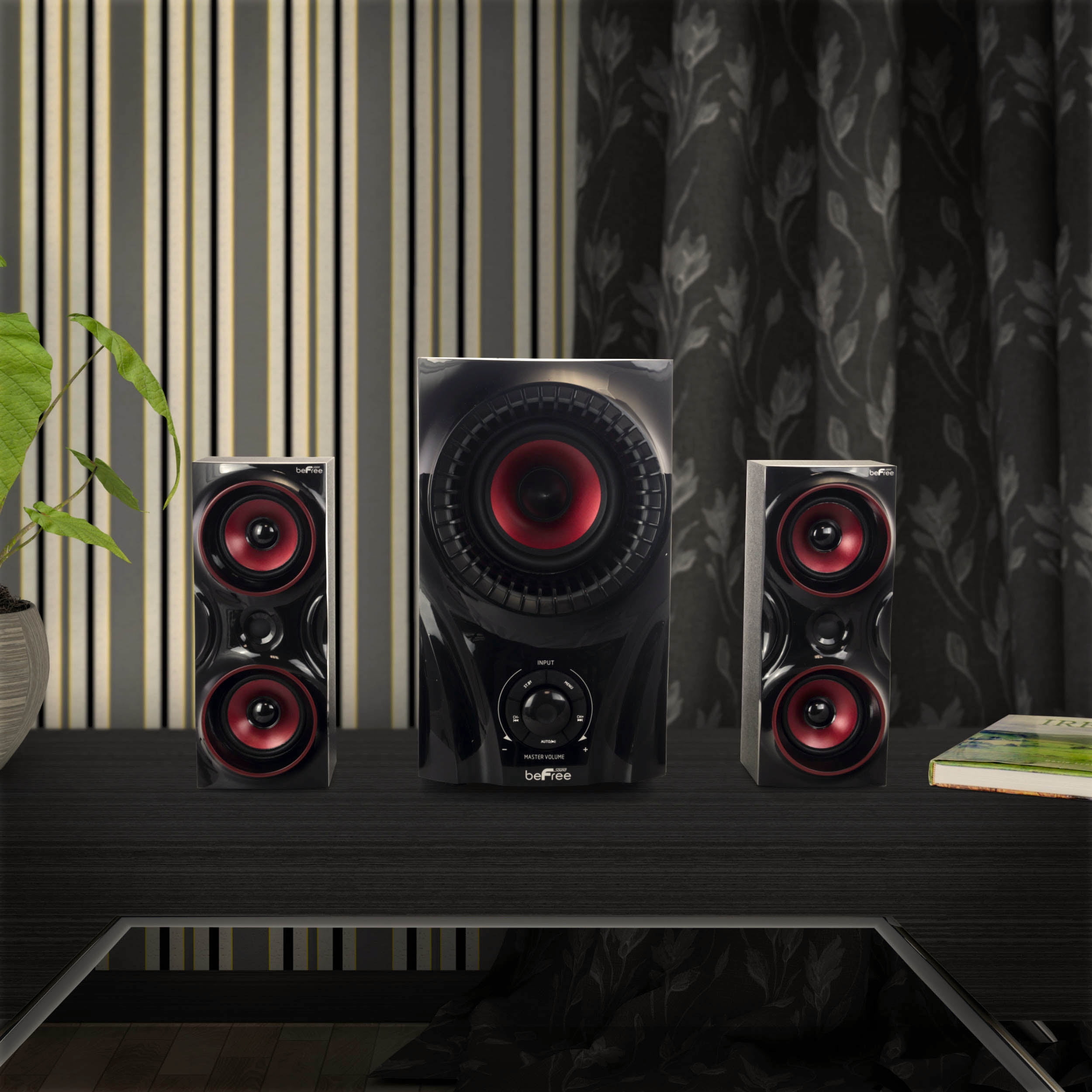 Red Bluetooth Speaker System with Subwoofer