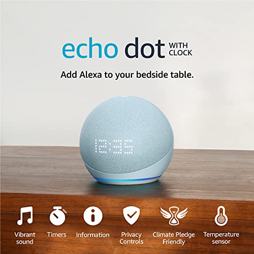 2022 Echo Dot with Clock & Alexa, Cloud Blue