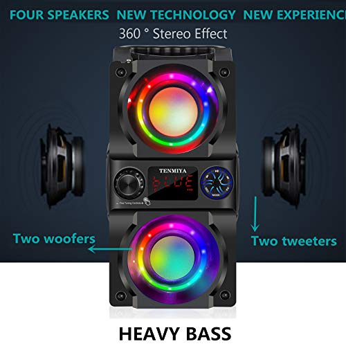 Portable Dual Subwoofer Bluetooth Speaker with LED Lights