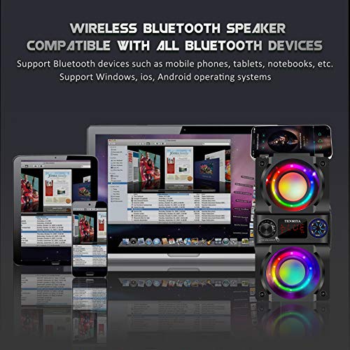 Portable Dual Subwoofer Bluetooth Speaker with LED Lights