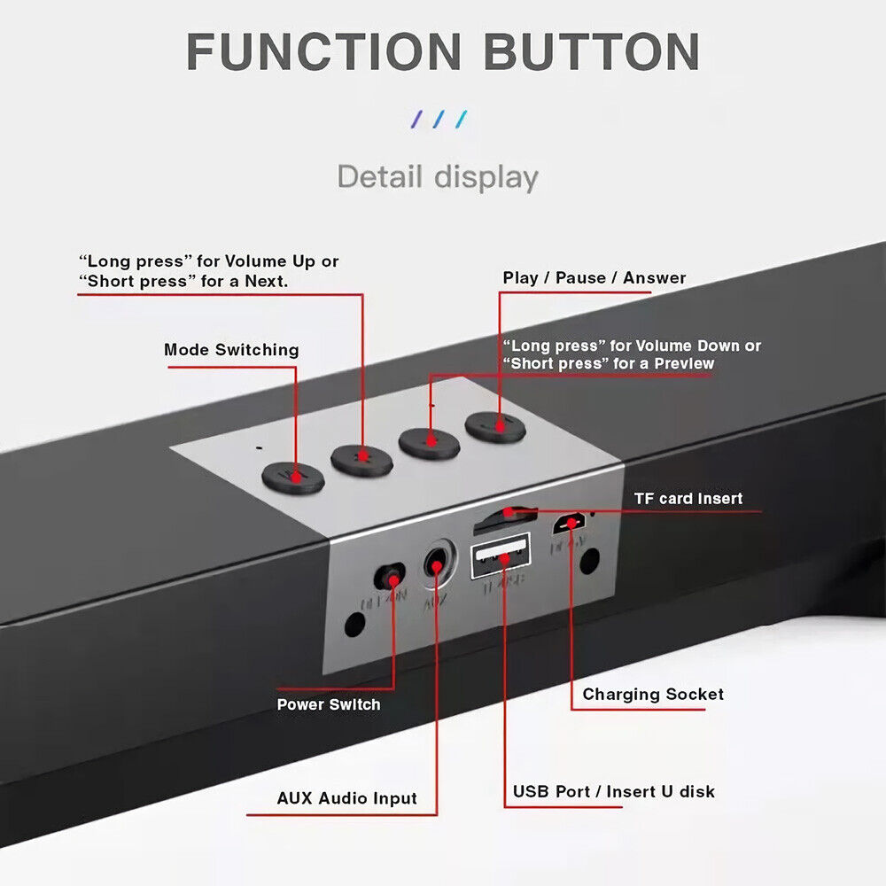 Wireless Bluetooth TV Soundbar with Subwoofer