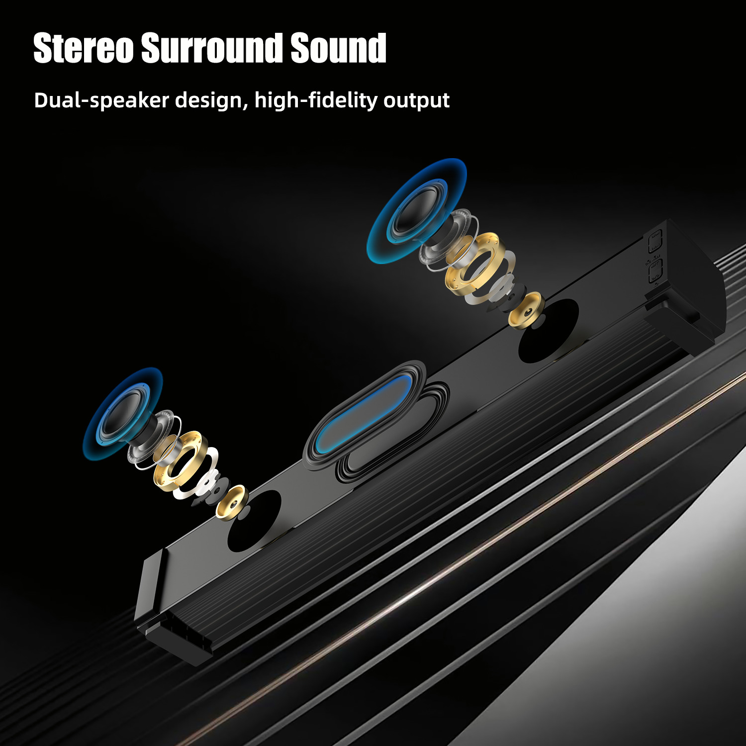 Bluetooth Soundbar with Dual Speakers and Remote