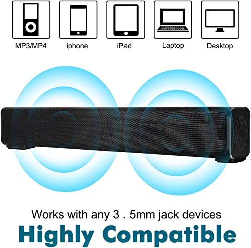 Wired & Wireless Soundbar for PC/Laptop/Tablet/Smartphone
