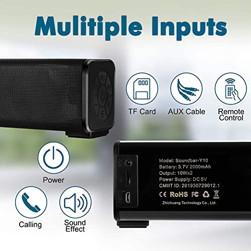 Wired & Wireless Soundbar for PC/Laptop/Tablet/Smartphone