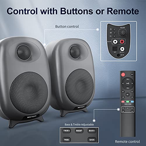 50W Bookshelf Speakers with Bluetooth & Optical Input