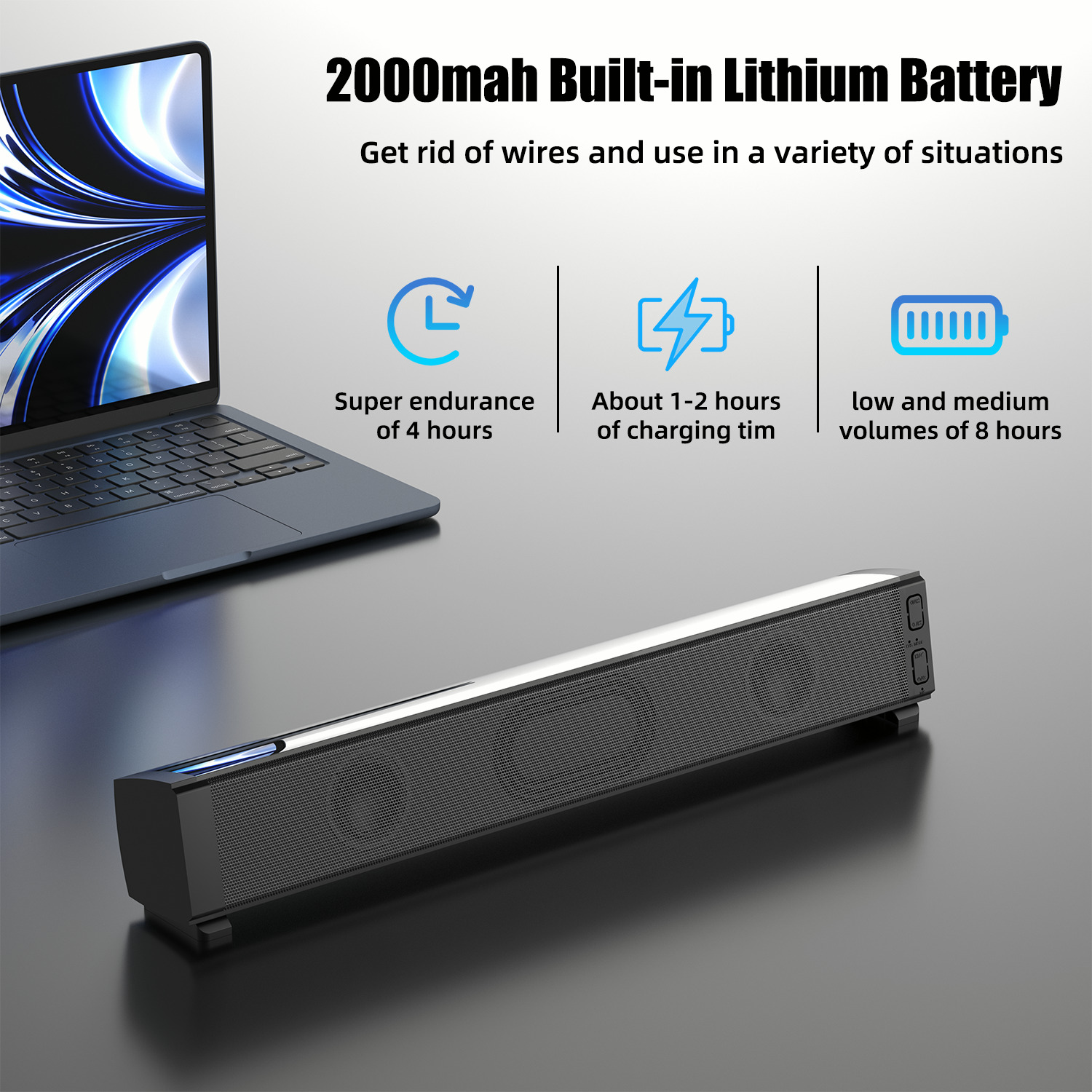 BT Wireless Dual Soundbar with Subwoofer