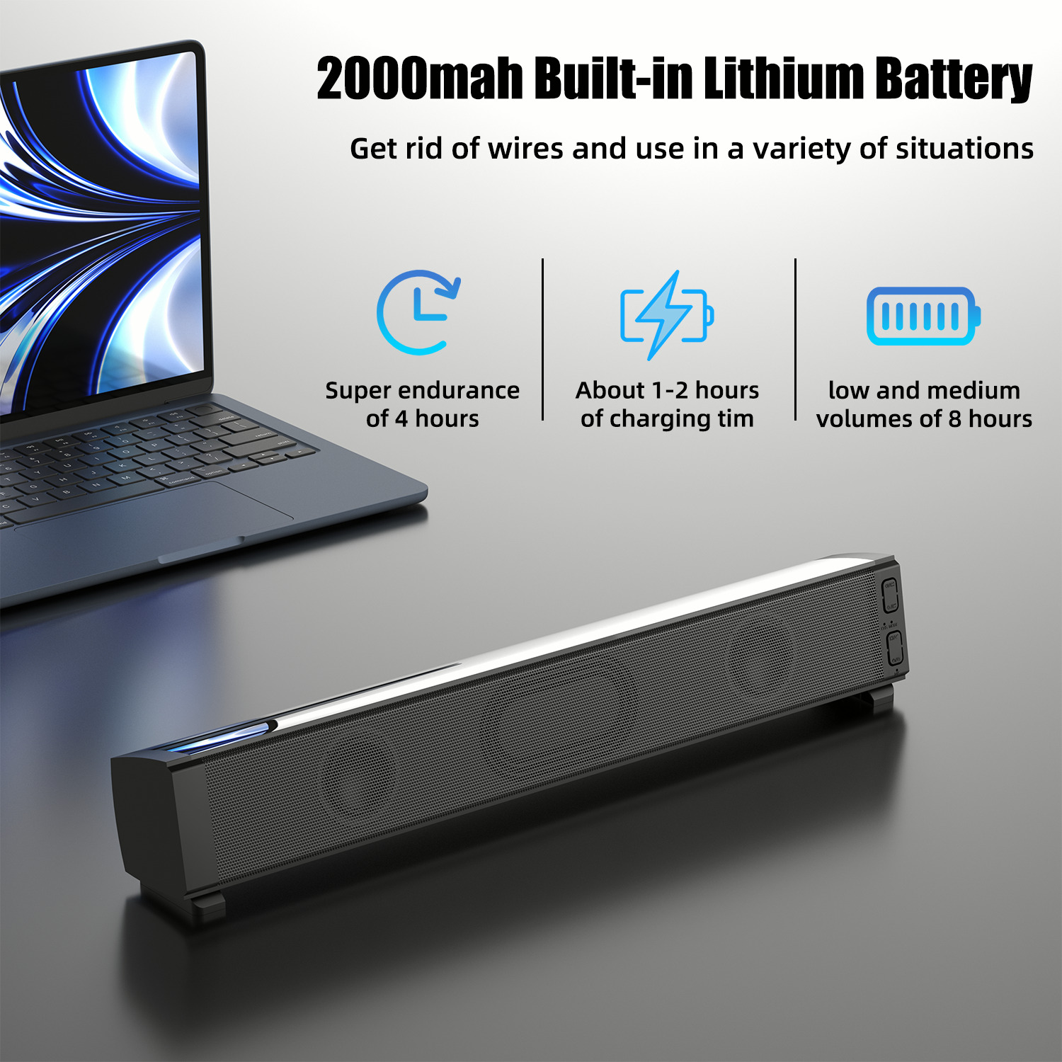 Wireless Dual Speaker Soundbar for Home Theater