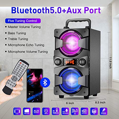 Portable Bluetooth Speakers with Lights and Microphone