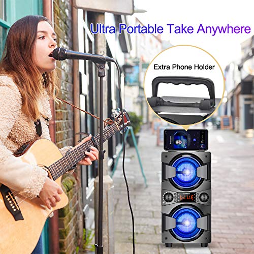 Portable Bluetooth Speakers with Lights and Microphone
