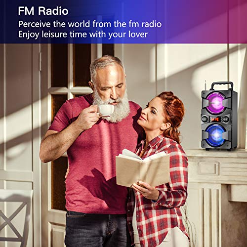 Portable Bluetooth Speakers with Lights and Microphone