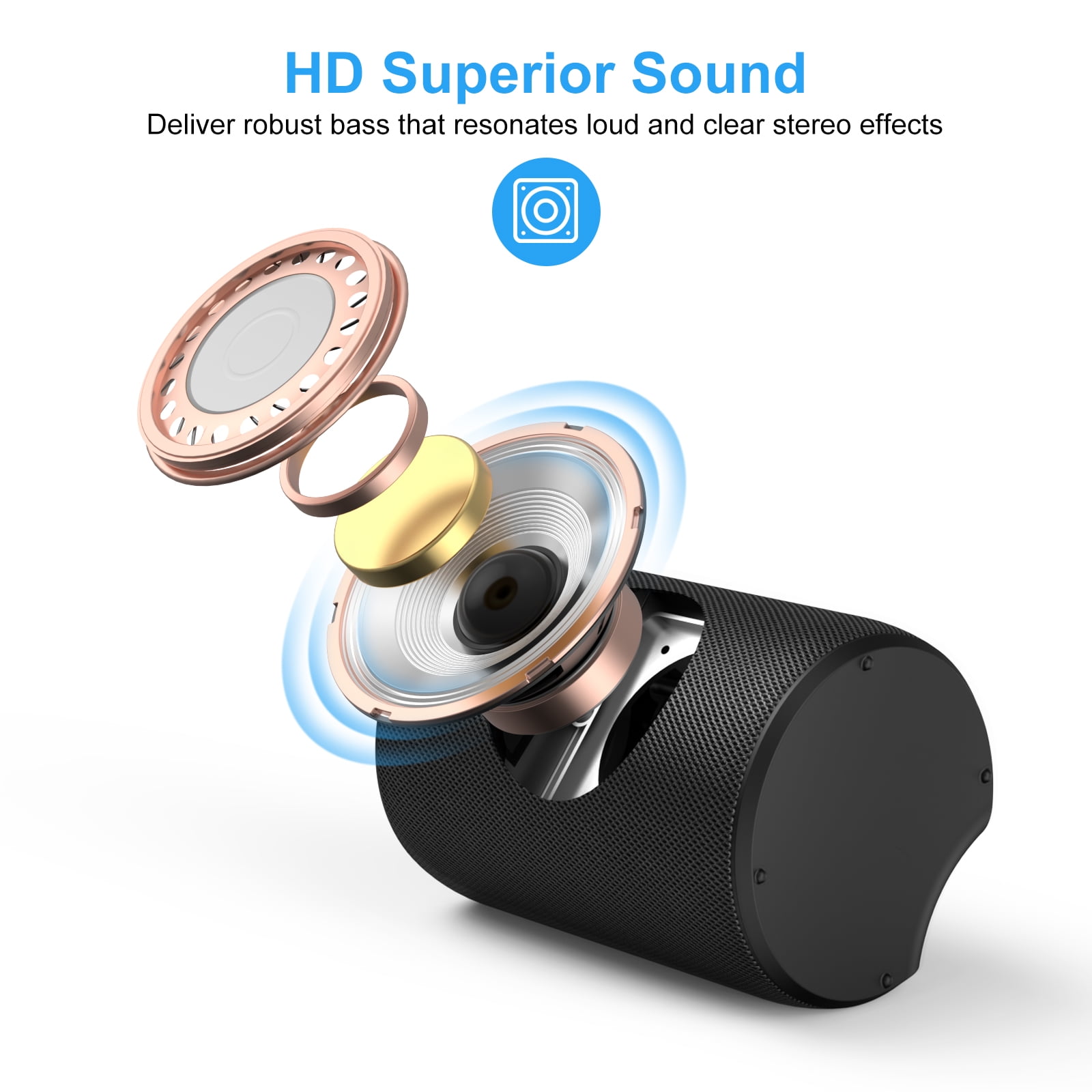 Portable Waterproof Bluetooth Speaker with Subwoofer