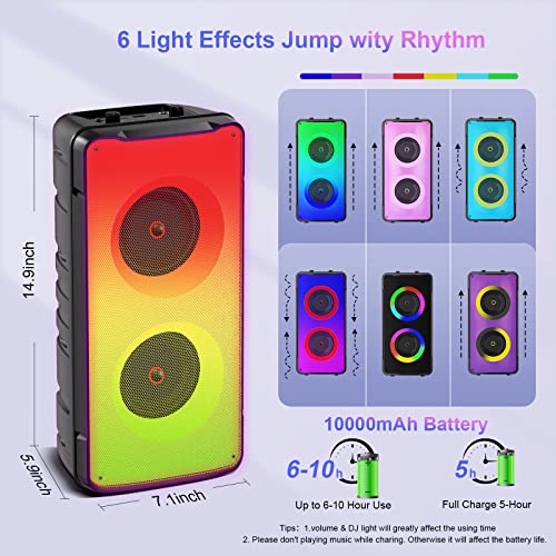 Portable 60W Bluetooth Stereo Speaker with Rich Bass