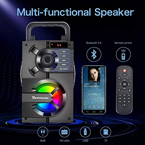 Portable Bluetooth Speaker with Subwoofer & LED Lights