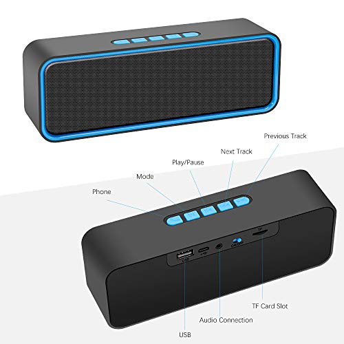 Portable Bluetooth Speaker with HiFi Bass (Blue)