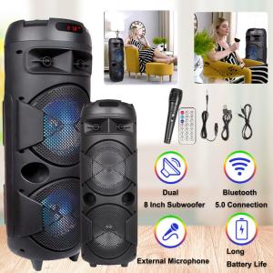 Portable Bluetooth Speaker with Dual Subwoofers