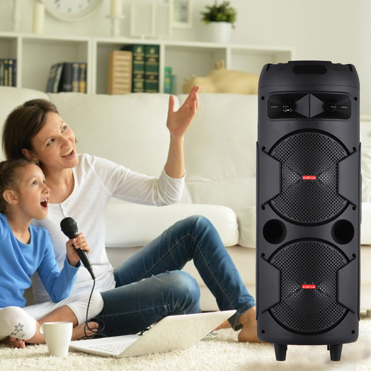 Portable Bluetooth Speaker with Dual Subwoofers