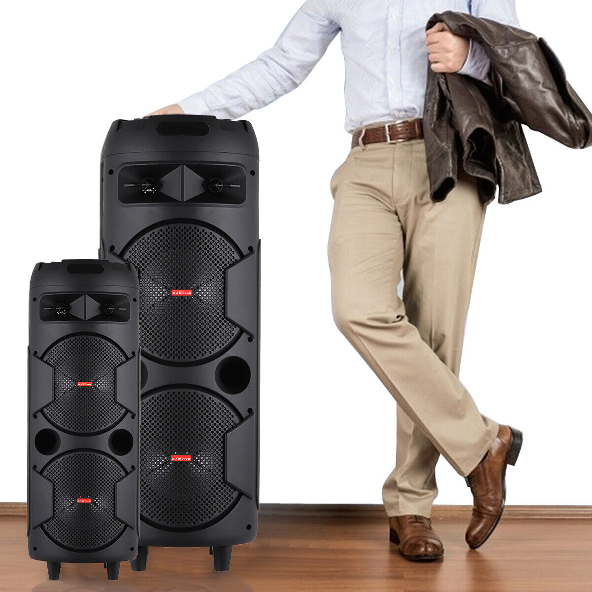 Portable Bluetooth Speaker with Dual Subwoofers