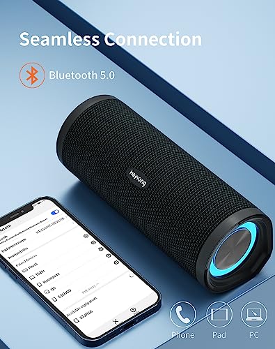 HEYSONG Waterproof Bluetooth Speaker with LED Light