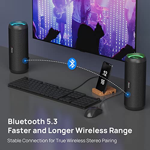 RIENOK Dual Pairing Bluetooth Speaker IPX7 Waterproof